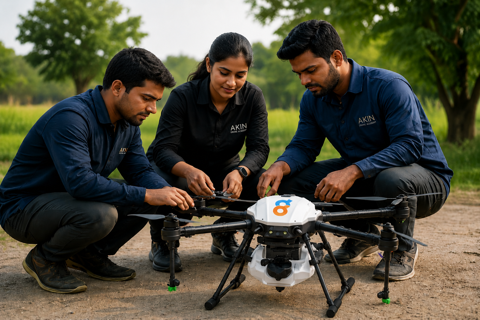 Students training with drones at Akin Drone Academy